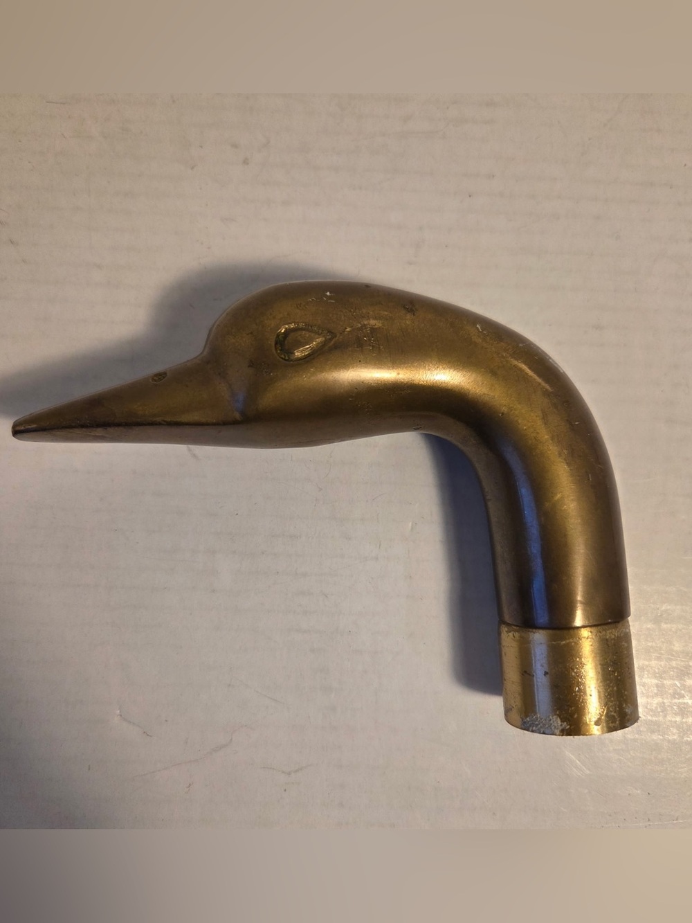 Brass Duck Head from Walking Stick Cane or Umbrella Handle Bird Top Old Vintage